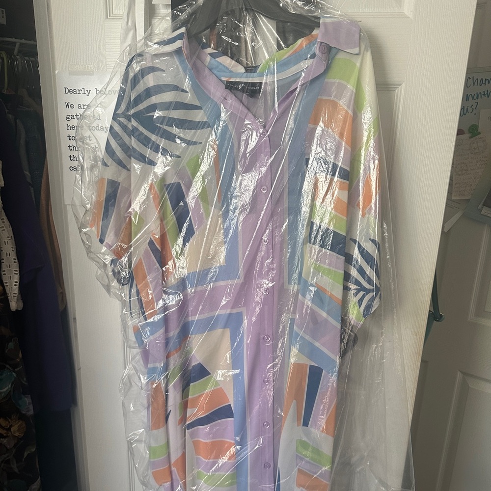 Ashley Stewart Multicolor Geometric Dress. Belt included